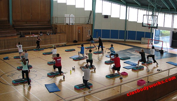 Cia Tweel teaching fitness at Daltech Sexton Campus